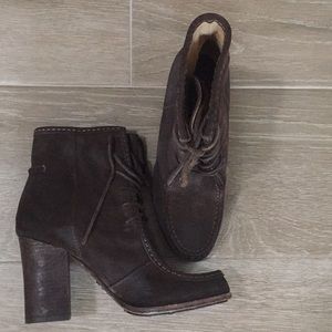 Frye dark brown suede lace up ankle boots